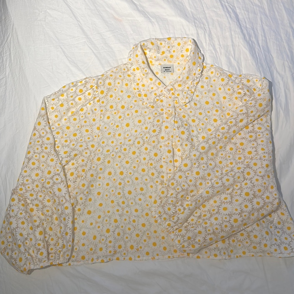 Aritzia Sunday Best Sheer Cropped Button Down Size XS
